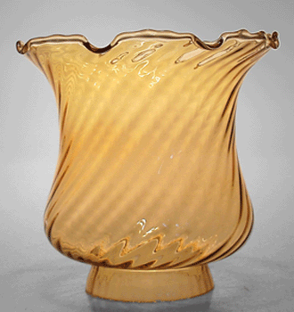 Amber Swirl Tulip Frilled Top Oil Lamp, Antique Glass Tulip Lamp Shades