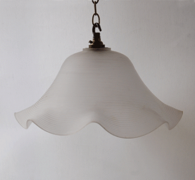 Frosted Glass Scallop Edge Reeded Shade, Fluted Glass Lamp Shade Uk