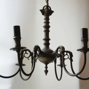 Pair of six arm pewter hanging lamp in antique bronze finish no.6