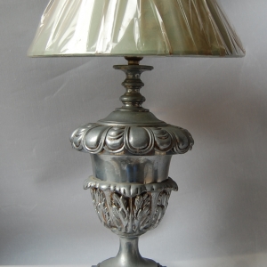 Tarnish nickel plated table lamp with fabric shade no.51