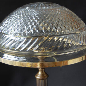 The Trafalgar table lamp in antique finish with cut-glass shade